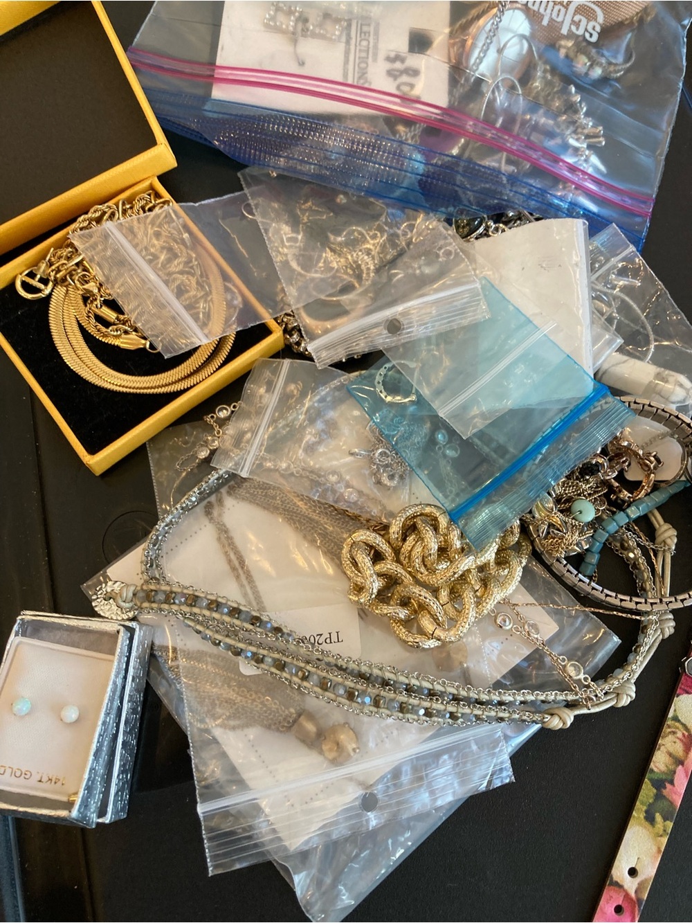 Lot of Jewelry, Mix Necklaces, Rings, Watch, Bracelets, Earrings Gold & Silver